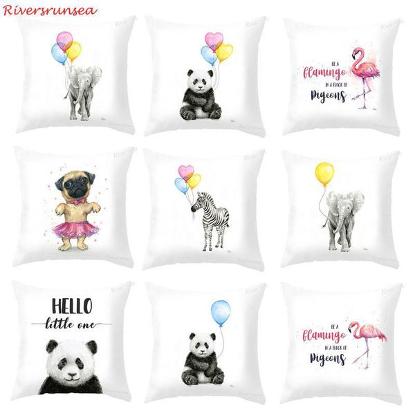 

black and white animal cushion simple balloon elephant zebra panda pillow cute cartoon dog pink flamingo decoration for home
