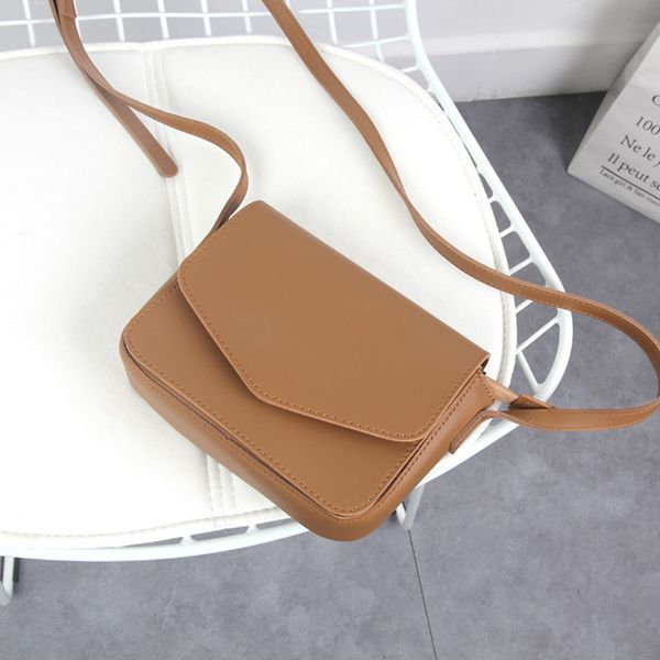 

2019 chic simple pu leather small square bag solid color envelope purse women messenger bags casual lady flap shoulder bag