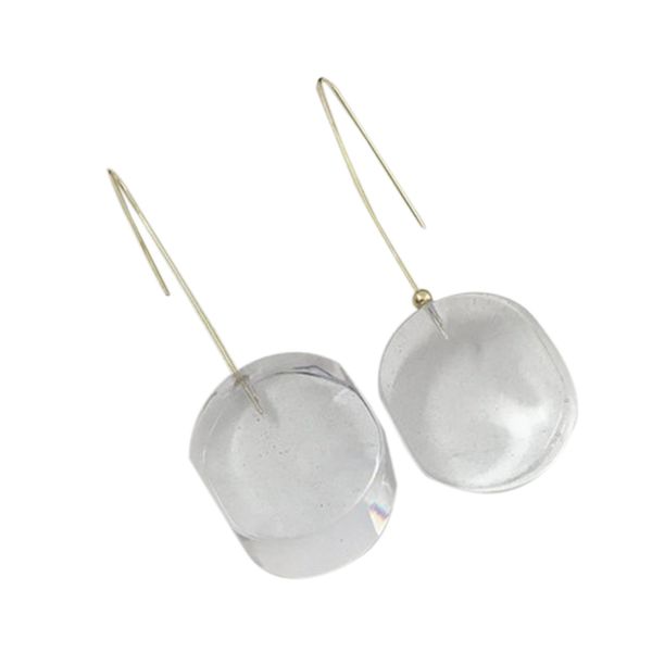 

transparent acrylic alloy geometry solid round long drop pendant earrings women's party jewelry, Golden;silver