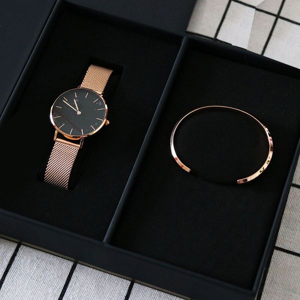 

version combination 28mm & 32mm & 36mm women watch + women bracelet + black box + black bag, Slivery;brown