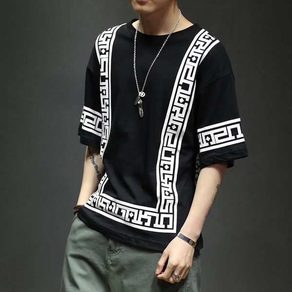

japanese street harajuku streetwear white t shirt men fashions funny tshirt men t shirt half sleeve hip hop t-shirt 5xl, White;black