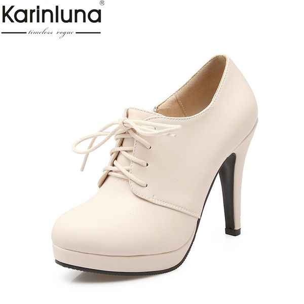 

karinluna wholesale spring autumn beige black red pumps platform women shoes woman high heels large size 34-43 lady shoes