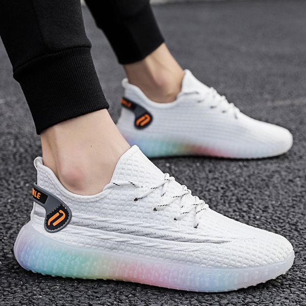 

classic running men's shoes flying woven shoes rainbow bottom sports casual outdoor wear-resistant lightweight men sneaker