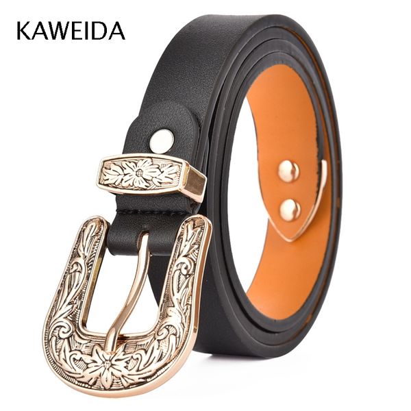

kwd 2018 designer women trending genuine leather vintage pin buckle belt for dress casual kemer riem, Black;brown