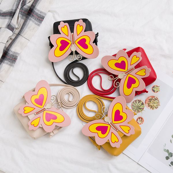 

fashion children's coin purse beautiful butterfly zipper mini crossbody bag baby cute cartoon shoulder bag for girls kids purse, White
