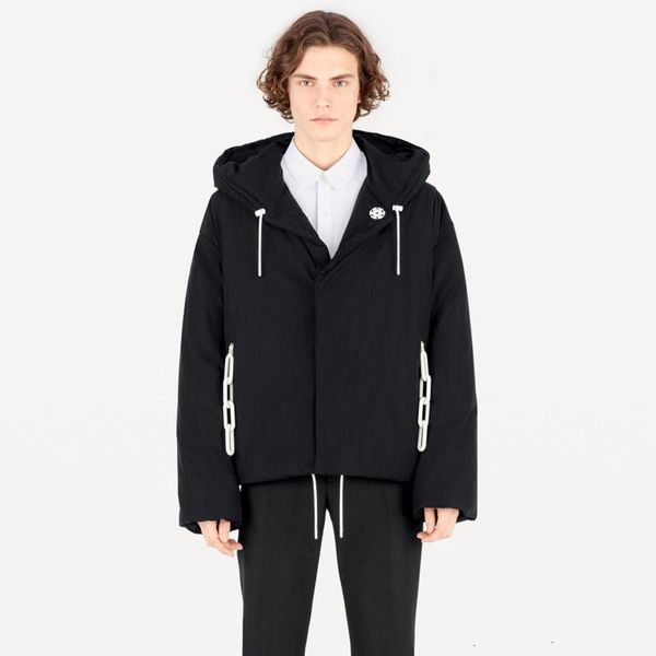 

cotton-padded jacket white chain hooded jackets hooded windbreaker pocket zipper jacket warm winter coat men women couple casual hfhljk063, Black;brown