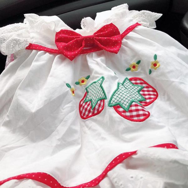 

kids Girl designer clothes Dress Spain style Summer Flower Embroidery Plaid Print Design Lolita Dress Princess Girl Clothing Dress