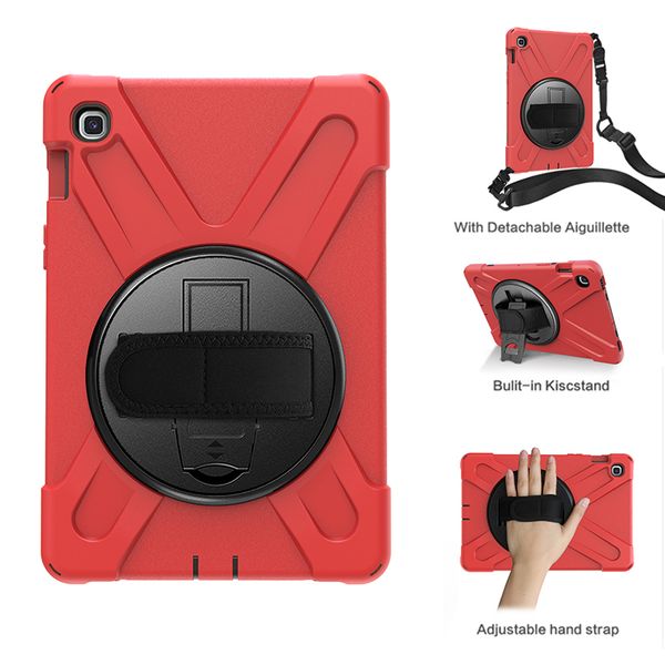 

360 degree rotation silicone hybrid case with nylon wrist and shoulder strap for samsung galaxy tab s5e 10.5 2019 t720 t725 tablet