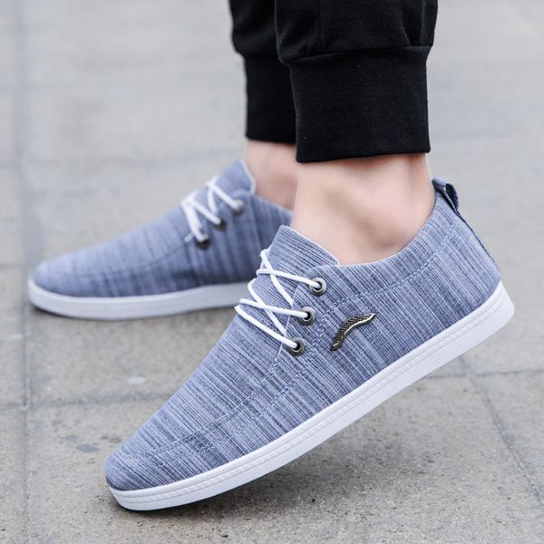 

onto-mato brand fashion men outdoor canvas casual lace-up shoes lazy shoes breathable sneakers dropshipping casual schoenen, Black