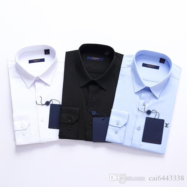 

мужская хлопчатобумажная рубашка #6623 slim fit мода с длинным рукавом повседневные нижние рубашки деловая карьера медуза мужчины твердые кл, White;black