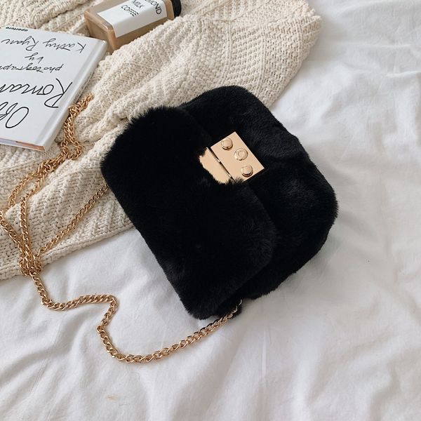 

hisuely women shoulder bags casual plush pack functional phone crossbody bag chain bags messenger winter female