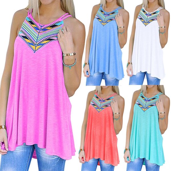 

large size women's loose printing camisole large size women's loose vest vest printing camisole top, White