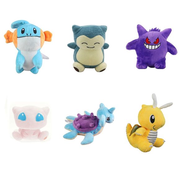 

12-15cm Dragonite Gengar Lapras Snorlax Mudkip Mewtwo Плюшевые игрушки по уходу за детьми Подарки