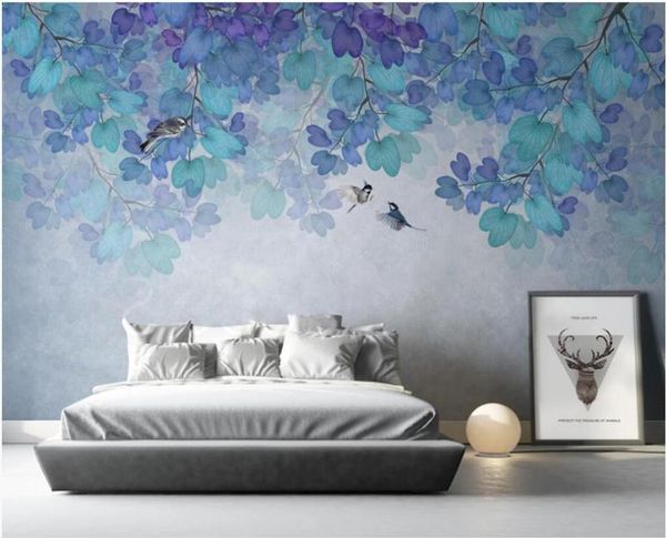 

wallpapers 3d po wallpaper custom mural romantic fresh nature blue fantasy leaves forest home decor living room for walls 3 d