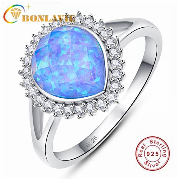 

bonlavie 925 sterling silver 10*12mm drop-shaped opal eternal knot rings inlaid with zircon women ring, Golden;silver