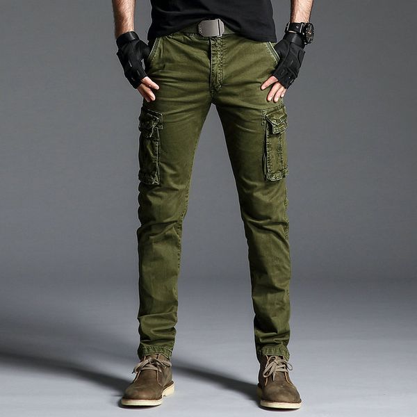 

2019 cotton mens cargo pants army tactical pants male multi-pocket outwear straight trousers pant men pantalon homme, Black
