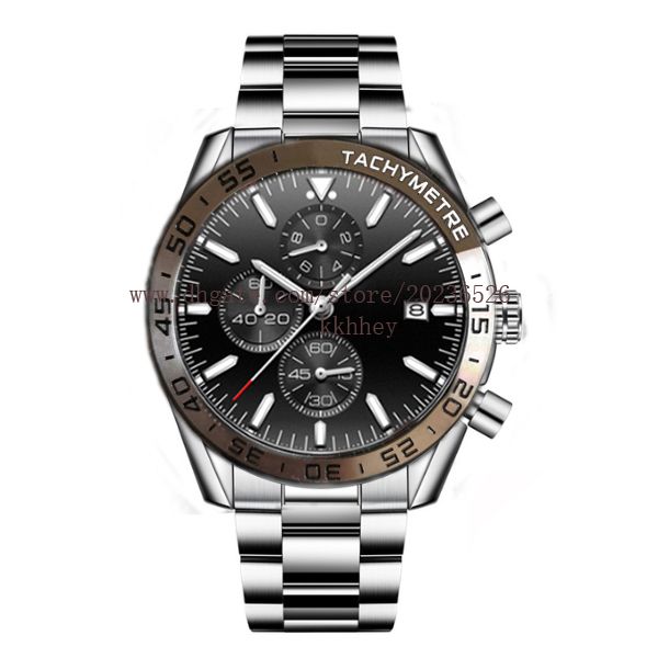 

design 2023 racing style mens watches montre de luxe japan quartz movement automatic date dial male clock designer man sports fitness wrist, Slivery;golden