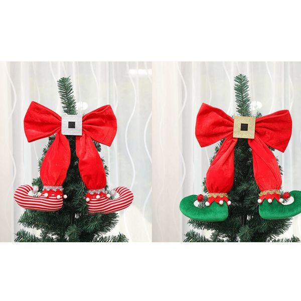 

elf feet hanging christmas tree bow elf boots pendant l atmosphere layout new year party scene layout