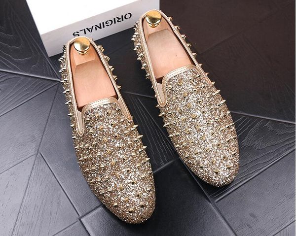 gold spike dress shoes