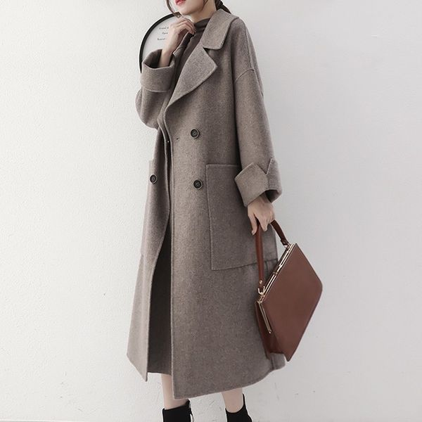 

winter jacket women fashion thickening long woolen overcoat 2018 new casual parka loose plus size mixed cashmere coat female 236, Black