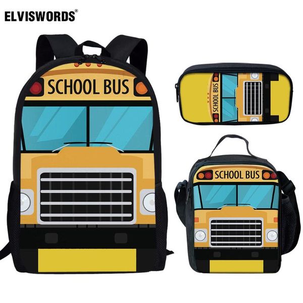 

elviswords school bus print school backpacks set for boys teenage girl book backpacks gift children sport bag cute travel bags