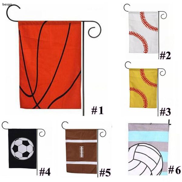 

6 styles 30*45cm sports baseball softball garden flag polyester outdoor hanging flags decoration banner flag football garden flag zx bh2088
