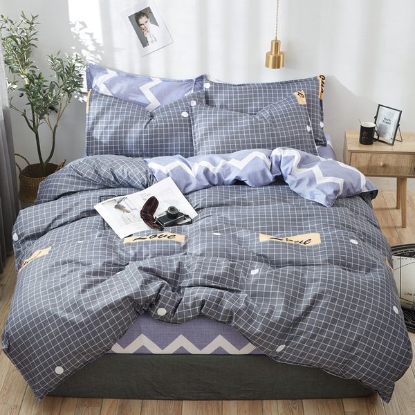 

pastoral style bedding set winter grey blue bed linens 3 or 4pcs/set duvet cover set panda bed kids bedclothes  bedding
