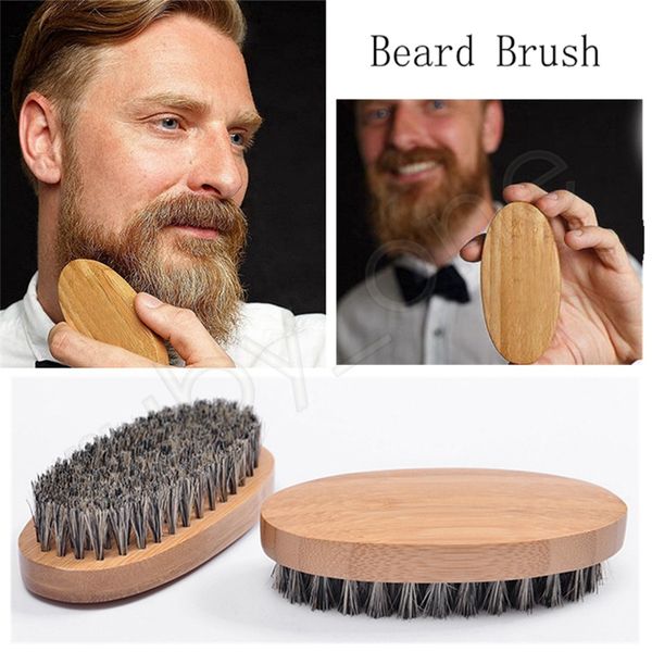Boar Hair Bristle Beard Brush Bamboo Wood Mustache Brushes Anti