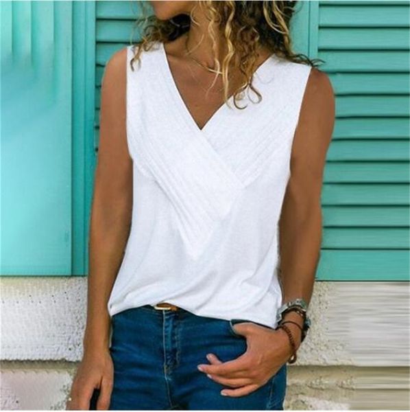 

Panelled Fashion Women Summer Designer Short Tshirt Hot V Neck Sleeveless Colorful Tshirt Female Clothing Camiseta