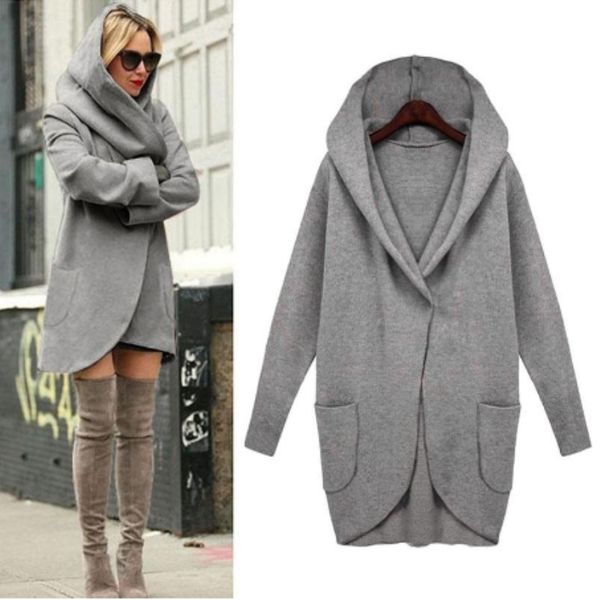 

winter coat women trench coats heigh quality long sleeve hooded women overcoat cotton blend cardigans plus size 4xl, Tan;black
