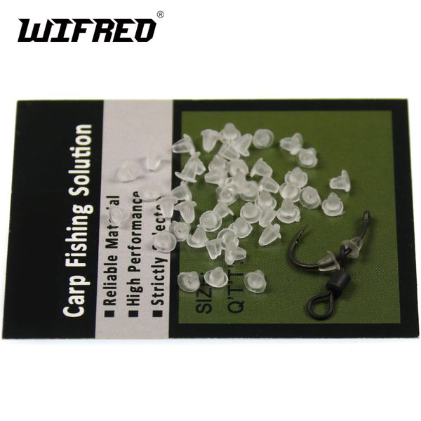 

wifreo [50 pcs] size s m clear rubber shank s on sliding ring rig carp fishing hook up set up terminal tackle