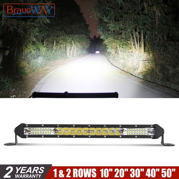 

braveway 10" 20" 30" one row 50w 100w 150w led light bar for for offroad barra led lada niva 4x4 single row bar lights