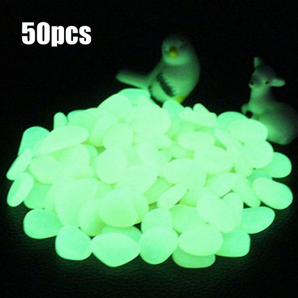 

50pcs luminous cobblestones aquarium decoration fluorescence aquarium stone fish tank decoration glow in the dark decor