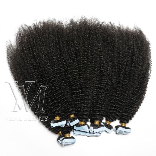 VMAE Малазийская кутикула выровненная vrigin remy предварительно связанный натуральный цвет 100G 4A лента наращивания волос на человеческую наращивание