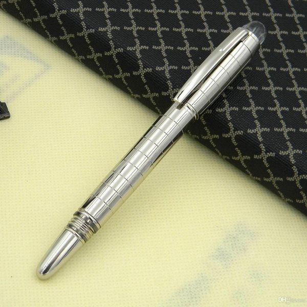 

luxury silver checker hot роллер pen mt crytal top металлические роликовые ручки шариковые + 3 свободные ручки заправок yamalang3, Blue;orange