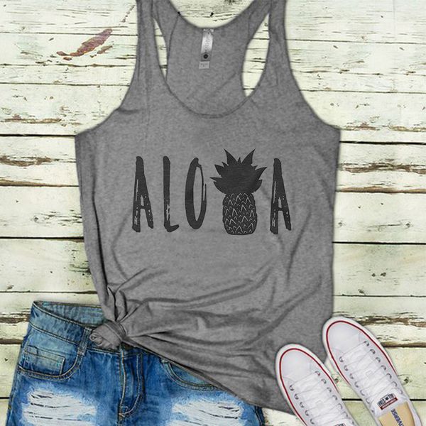 

aloha beach tanks pineapple white street style plus size hakuna moscato tank vacay ally day mama summer 2019