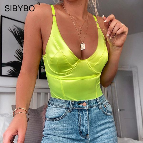 

women's jumpsuits & rompers sibybo strap sleeveless summer women v-neck backless skinny bodysuit beachwear jumpsuit, Black;white