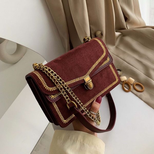 

ladies handbag 2020 new vintage suede ladies handbag chain shoulder messenger bag