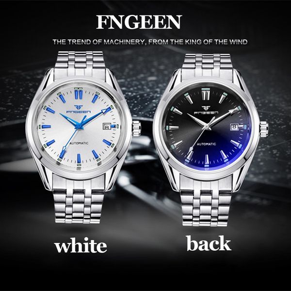 

mechanical wristwatch brand luxury watches male luminous calendar waterproof stainless steel automatic mens wrist watches, Slivery;brown