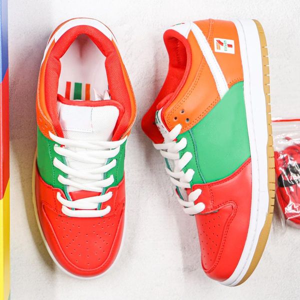 

7 eleven sb dunk low running shoes skateboard shoe 711 convenience stores orange green red men women casual shoes trainers sneaker 36-45