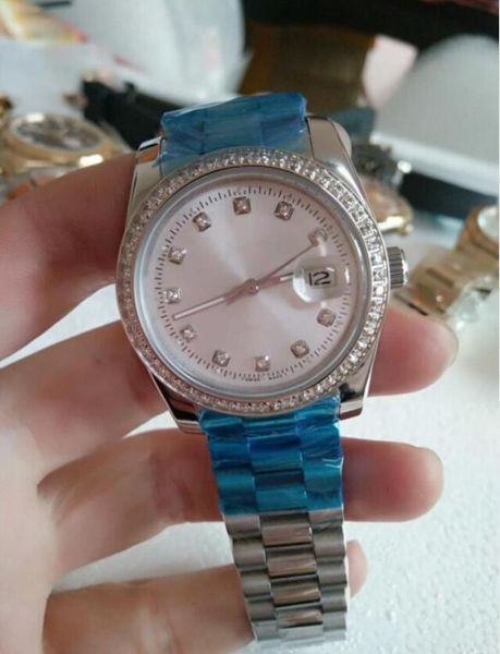 

men's watches 40mm diamond man mechanical stainless steel automatic movement watches wristwatch mens sports watches, Slivery;brown