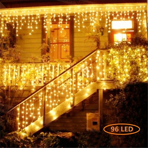 Tenda Ghiacciolo Led Luci a stringa Luci natalizie Decorazione esterna 220V 4M Droop 0.4-0.5-0.6m Lucine per grondaia, giardino, balcone