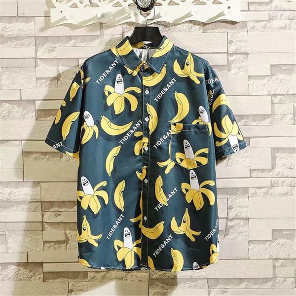 

men print vacation shirts male summer beach hawaiian shirt 2020 brand short sleeve plus size floral shirt casual clothes#0306g30, White;black