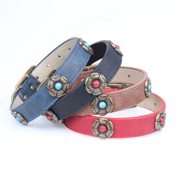 

adjustable pet collar daisy dog necklace with bronze flowers collar dog supplies