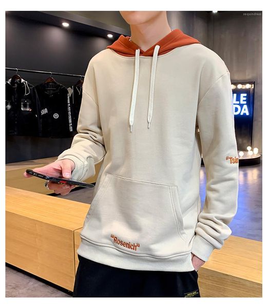 

mens hoodies solid color long sleeve hooded hoodies pocket casual fitness sport mens teenagers hoodies spring embroidery letter printed, Black