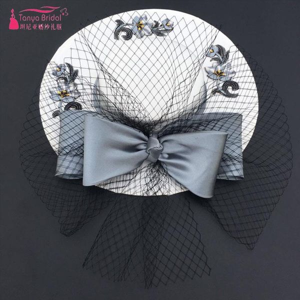 

fashion bridal wedding hats white and black cover face tulle elegant women evening hats zh047 qtwon