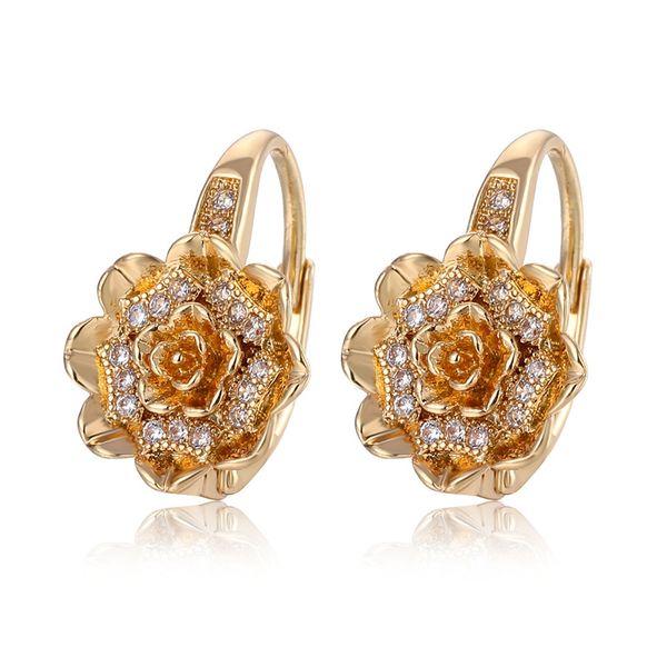 

шарм сияющий цветок хооп серьги cubic циркон медь 18k позолоченный невыцветающие нет аллергии huggie серьги оптовой продажи ювелирных издели, Golden;silver