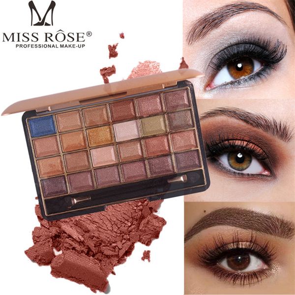 

марка miss rose 24 цвета shimmer матовая палитра теней для век с кисточкой тени для век макияж палитра натуральная косметика для глаз