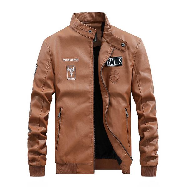 

2019 europe and america leather coat plus-sized menswear coat men new style stand collar leather jacket jackets, Black