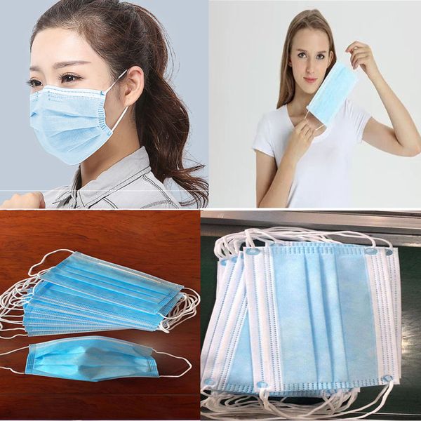 

50pics золотые колпачки одноразовые маски для лица толстые 3-слойные маски earloops домашнего использования удобные в наличии маски